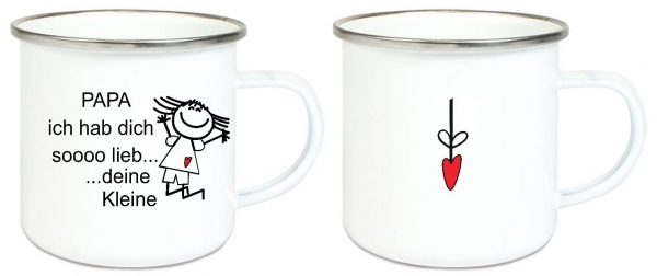 ♥ Tasse Emailletasse Strichmännchen Papa ... Name,  Wunschname, Dankeschön, Abschied, Jubiläum, Geschenk, Becher von Lüttentüddel